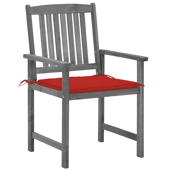 vidaXL Garden Chairs with Cushions 2 pcs. Grey Solid Acacia Wood