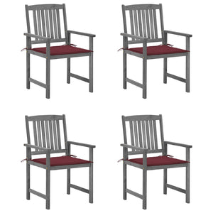vidaXL Garden Chairs with Cushions 4 pcs Grey Solid Acacia Wood