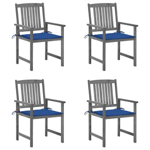 vidaXL Garden Chairs with Cushions 4 pcs Grey Solid Acacia Wood