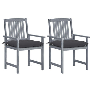 vidaXL Garden Chairs with Cushions 2 pcs. Grey Solid Acacia Wood