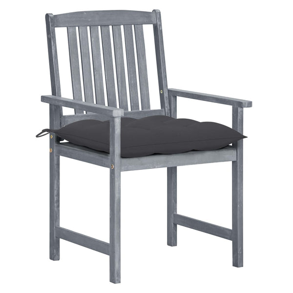 vidaXL Garden Chairs with Cushions 2 pcs. Grey Solid Acacia Wood