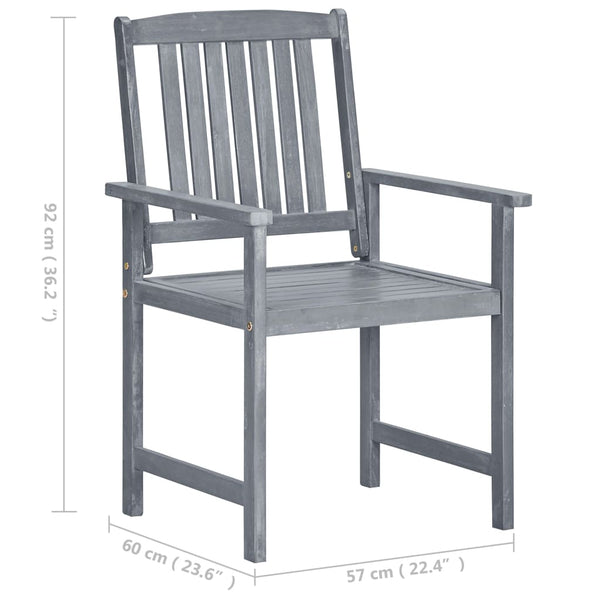 vidaXL Garden Chairs with Cushions 2 pcs. Grey Solid Acacia Wood