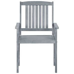 vidaXL Garden Chairs with Cushions 2 pcs. Grey Solid Acacia Wood
