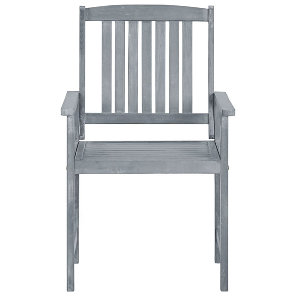 vidaXL Garden Chairs with Cushions 2 pcs. Grey Solid Acacia Wood