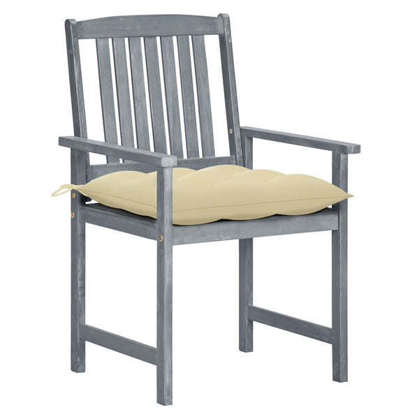 vidaXL Garden Chairs with Cushions 2 pcs. Grey Solid Acacia Wood