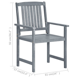 vidaXL Garden Chairs with Cushions 2 pcs. Grey Solid Acacia Wood