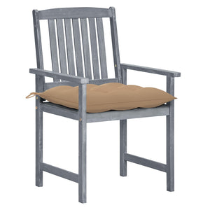 vidaXL Garden Chairs with Cushions 2 pcs. Grey Solid Acacia Wood