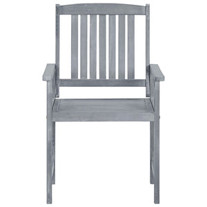 vidaXL Garden Chairs with Cushions 2 pcs. Grey Solid Acacia Wood