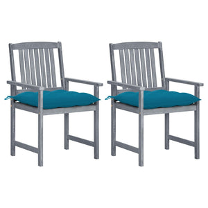 vidaXL Garden Chairs with Cushions 2 pcs. Grey Solid Acacia Wood