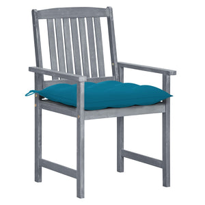 vidaXL Garden Chairs with Cushions 2 pcs. Grey Solid Acacia Wood