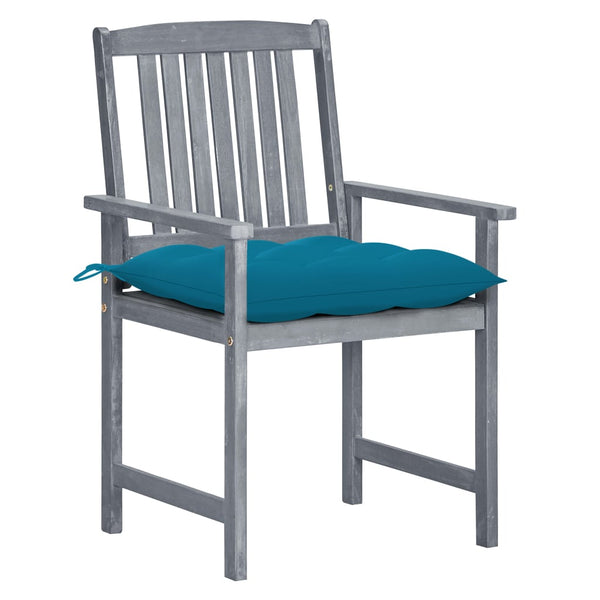 vidaXL Garden Chairs with Cushions 2 pcs. Grey Solid Acacia Wood