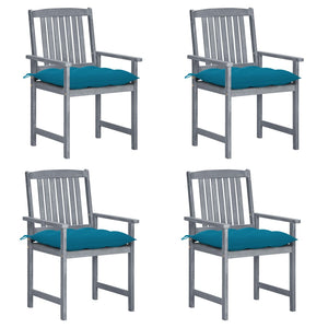 vidaXL Garden Chairs with Cushions 4 pcs Grey Solid Acacia Wood