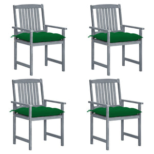 vidaXL Garden Chairs with Cushions 4 pcs Grey Solid Acacia Wood