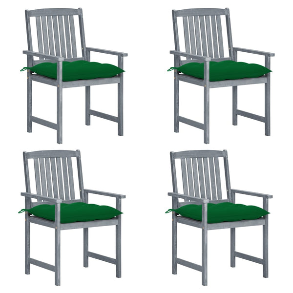 vidaXL Garden Chairs with Cushions 4 pcs Grey Solid Acacia Wood