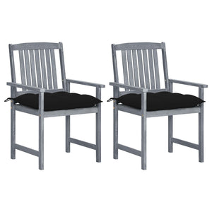 vidaXL Garden Chairs with Cushions 2 pcs. Grey Solid Acacia Wood