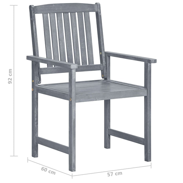 vidaXL Garden Chairs with Cushions 2 pcs. Grey Solid Acacia Wood