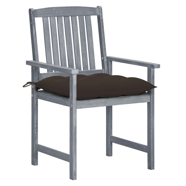 vidaXL Garden Chairs with Cushions 2 pcs. Grey Solid Acacia Wood