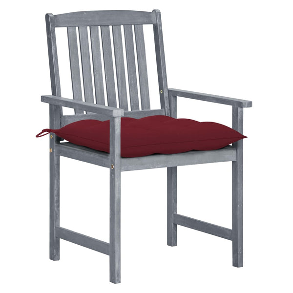 vidaXL Garden Chairs with Cushions 2 pcs. Grey Solid Acacia Wood