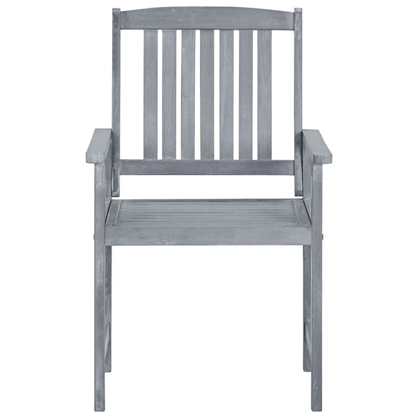 vidaXL Garden Chairs with Cushions 2 pcs. Grey Solid Acacia Wood