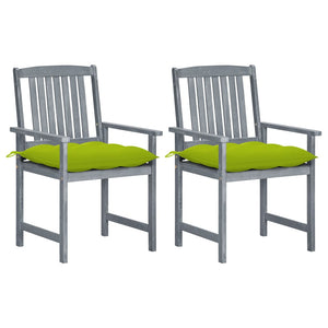 vidaXL Garden Chairs with Cushions 2 pcs. Grey Solid Acacia Wood
