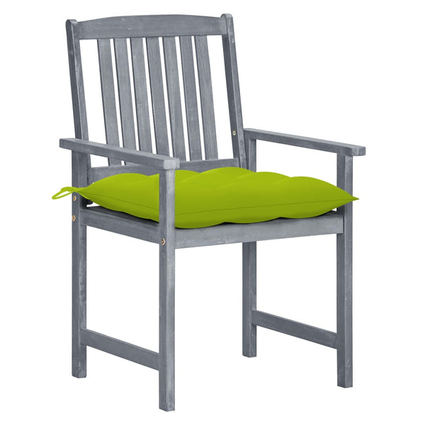 vidaXL Garden Chairs with Cushions 2 pcs. Grey Solid Acacia Wood