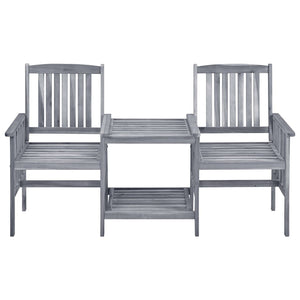 vidaXL Garden Chairs with Teatable and Cushions Solid Acacia Wood