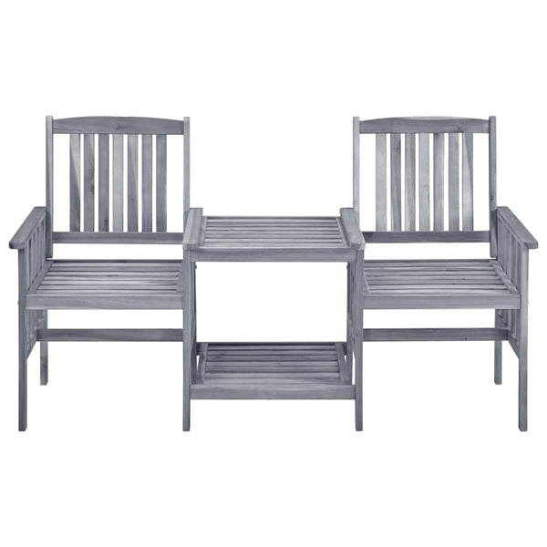 vidaXL Garden Chairs with Teatable and Cushions Solid Acacia Wood