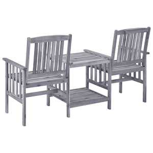 vidaXL Garden Chairs with Teatable and Cushions Solid Acacia Wood