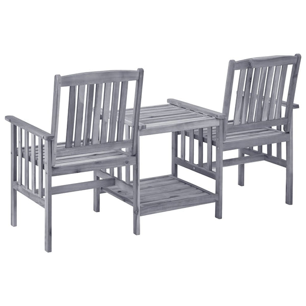 vidaXL Garden Chairs with Teatable and Cushions Solid Acacia Wood