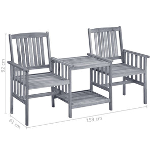 vidaXL Garden Chairs with Teatable and Cushions Solid Acacia Wood