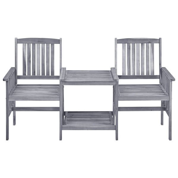 vidaXL Garden Chairs with Teatable and Cushions Solid Acacia Wood