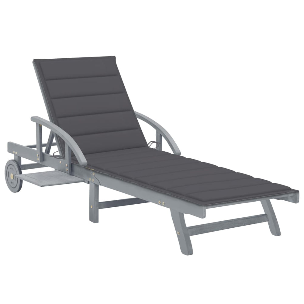 vidaXL Sun Lounger with Cushion Solid Acacia Wood