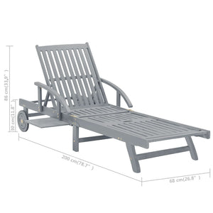 vidaXL Sun Lounger with Cushion Solid Acacia Wood
