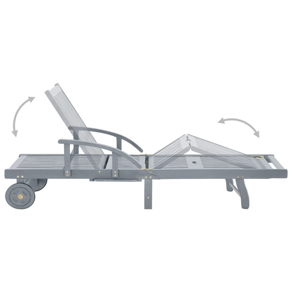 vidaXL Sun Lounger with Cushion Solid Acacia Wood