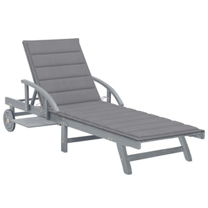 vidaXL Sun Lounger with Cushion Solid Acacia Wood