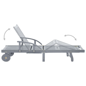 vidaXL Sun Lounger with Cushion Solid Acacia Wood