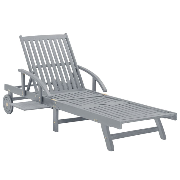 vidaXL Sun Lounger with Cushion Solid Acacia Wood