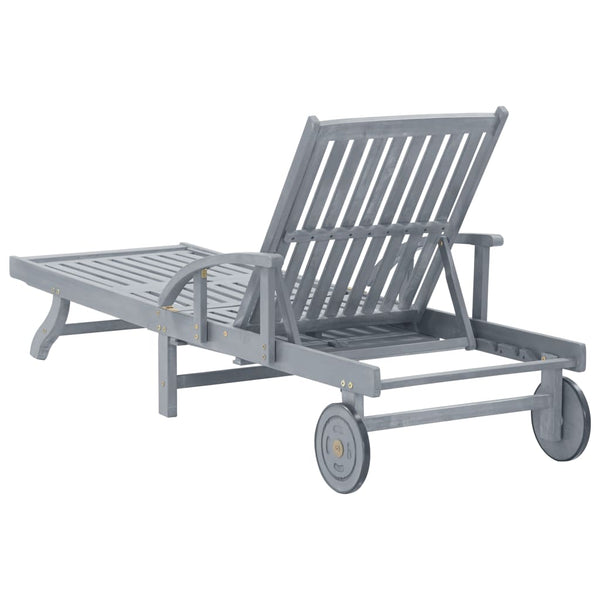vidaXL Sun Lounger with Cushion Solid Acacia Wood