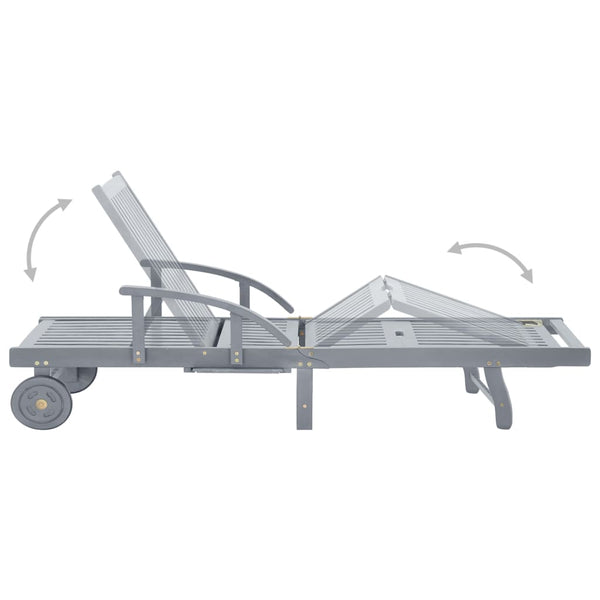 vidaXL Sun Lounger with Cushion Solid Acacia Wood