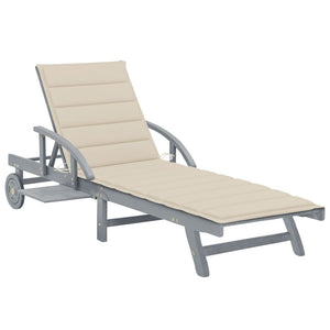 vidaXL Sun Lounger with Cushion Solid Acacia Wood