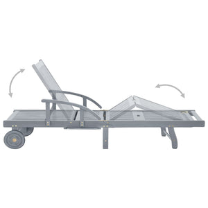 vidaXL Sun Lounger with Cushion Solid Acacia Wood