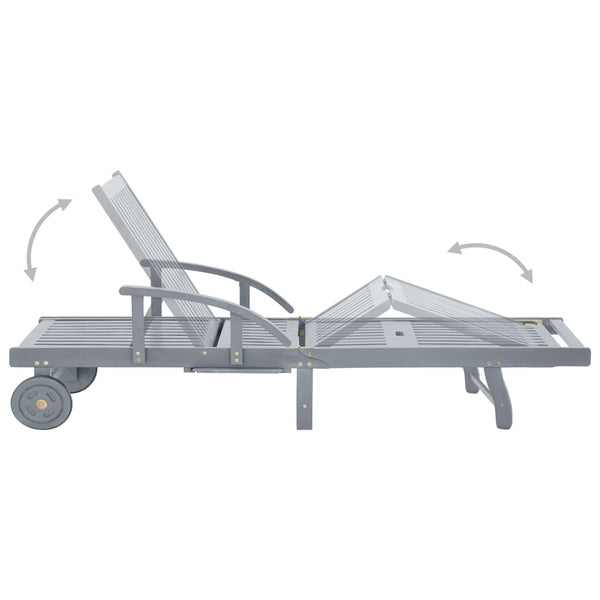 vidaXL Sun Lounger with Cushion Solid Acacia Wood