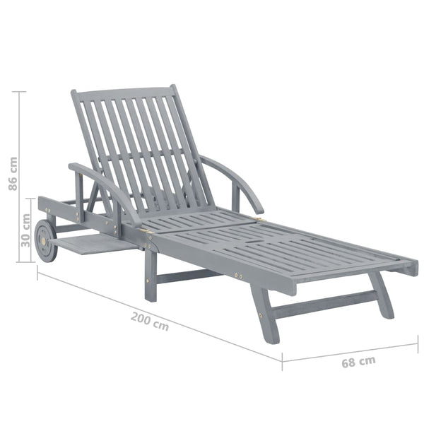 vidaXL Sun Lounger with Cushion Solid Acacia Wood