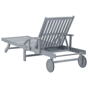 vidaXL Sun Lounger with Cushion Solid Acacia Wood