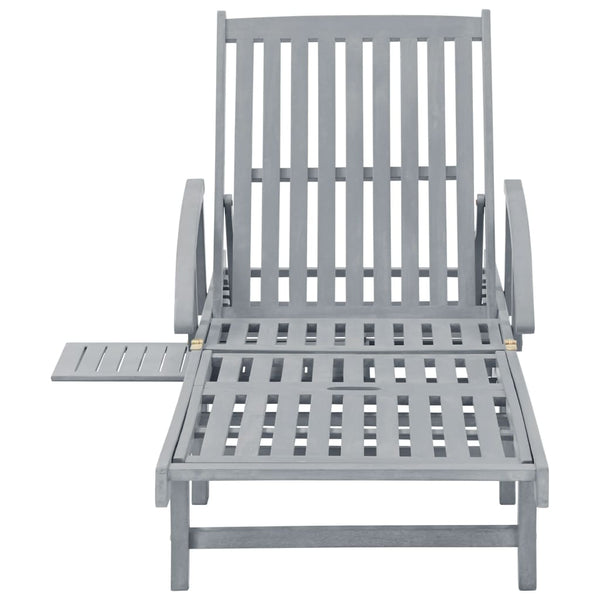 vidaXL Sun Lounger with Cushion Solid Acacia Wood