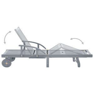 vidaXL Sun Lounger with Cushion Solid Acacia Wood