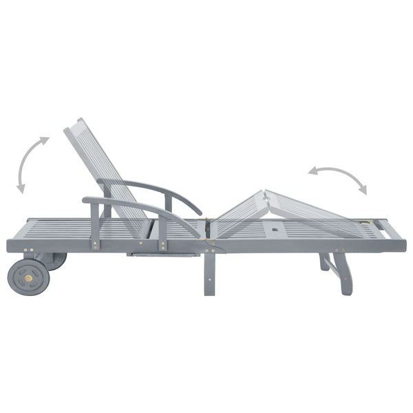 vidaXL Sun Lounger with Cushion Solid Acacia Wood