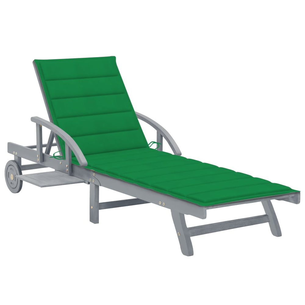 vidaXL Sun Lounger with Cushion Solid Acacia Wood