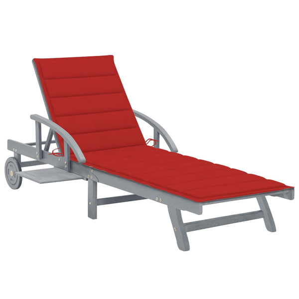 vidaXL Sun Lounger with Cushion Solid Acacia Wood