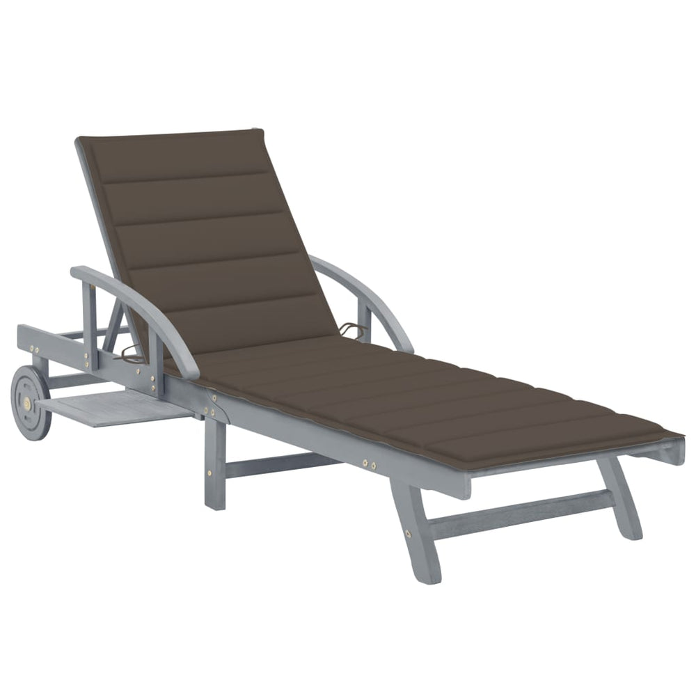 vidaXL Sun Lounger with Cushion Solid Acacia Wood